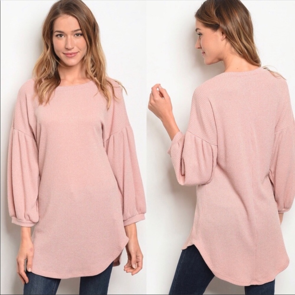 Balloon sleeve pink shimmer tunic